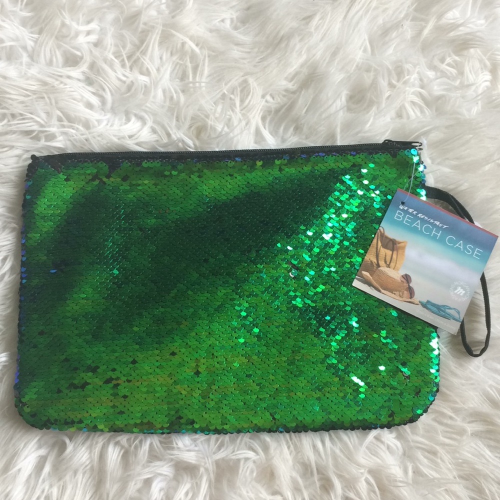 Wet/dry 2 way sequin wristlet bag waterproof bag